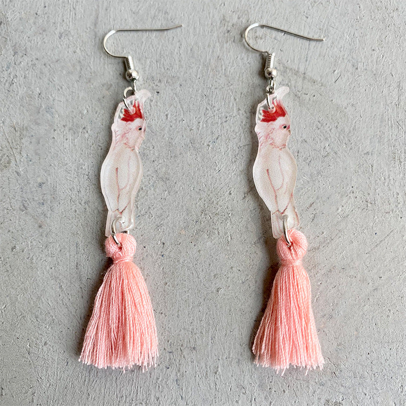 Wholesale 2 Pairs/pack Colorful Parrot Tassel Acrylic Earrings ACC-ES-HY080