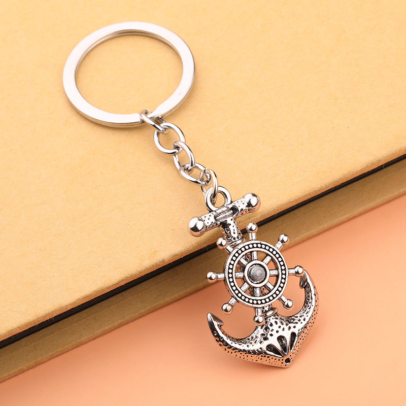 Wholesale retro pirate ship anchor will turn keychain
