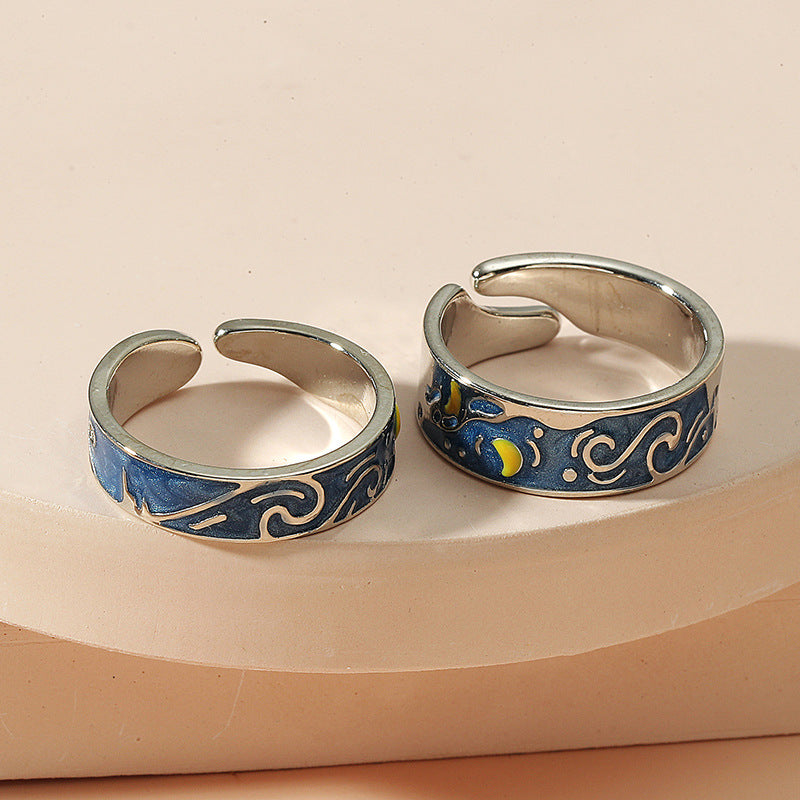 Wholesale Vintage Oil Drop Ring Two-Piece Set ACC-RS-KaiQing002