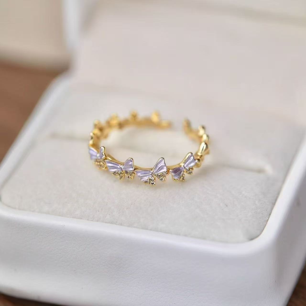 Wholesale Enamel Butterfly Flower Ring In Retro Purple Fairy Style Women S Alloy Ring Chic Jewelry Accessory For Party Or Daily Wear