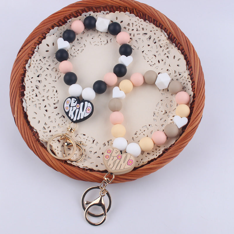 Wholesale Heart-shaped Silicone Bead Wrist Keychain ACC-KC-GuangTian004