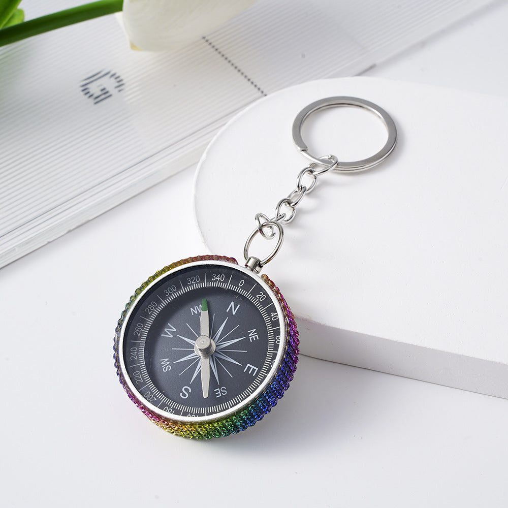 Wholesale Rhinestone Outdoor Mini Aluminum Alloy Compass Keychain Keychains Accessories ACC-KC-ZhiYa011