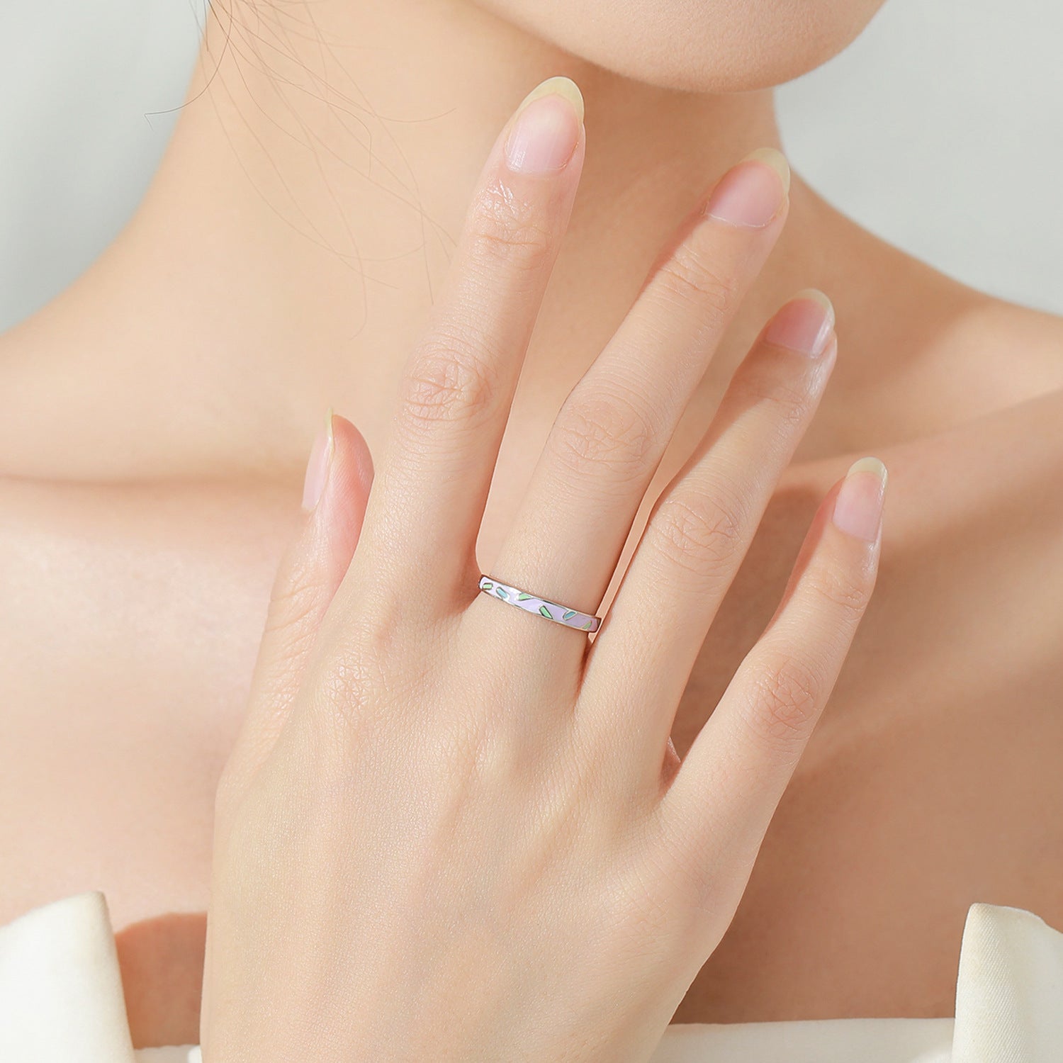 Wholesale S925 Sterling Silver  Purple Enamel Ring