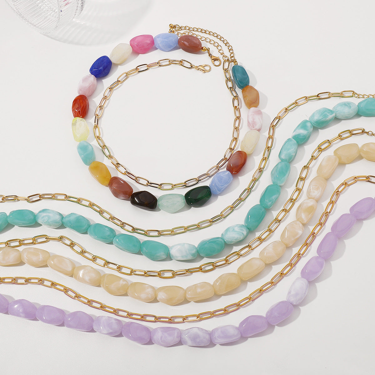 Wholesale  Resin Beaded Necklace  Color Handmade Stacked Necklaces