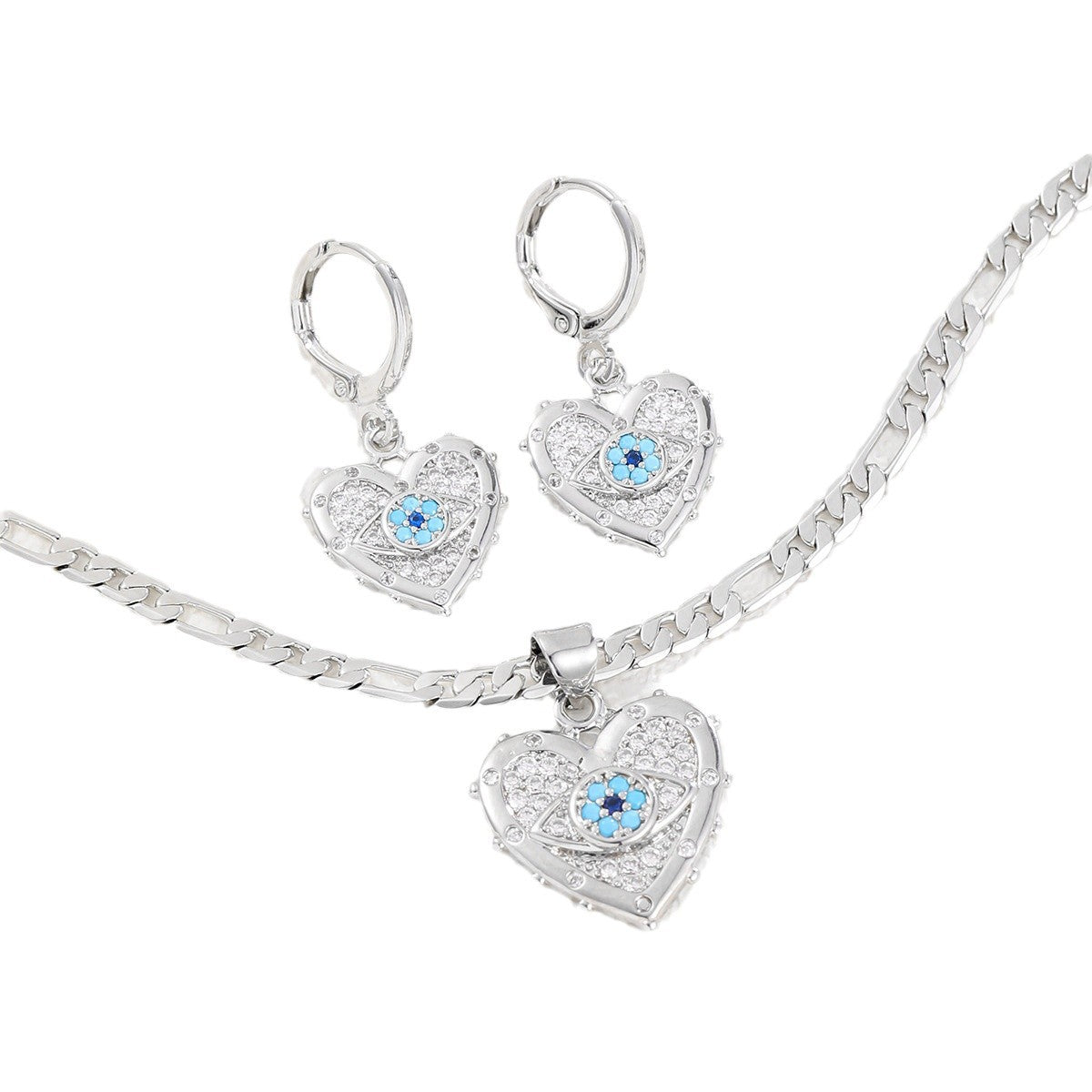 Wholesale Devil's Eye Diamond-encrusted Copper Necklace Set