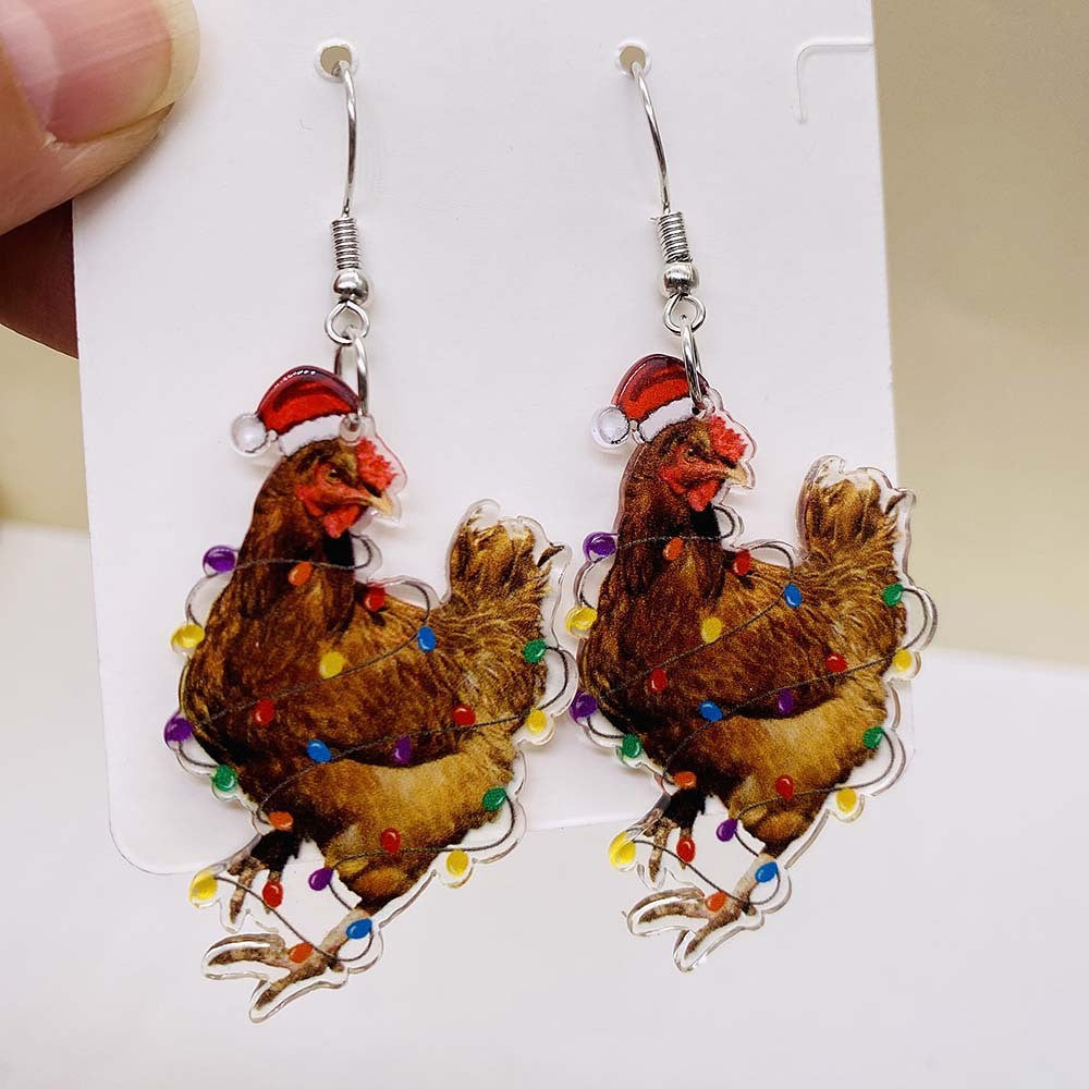 Wholesale Christmas Acrylic Colorful Elk Earrings