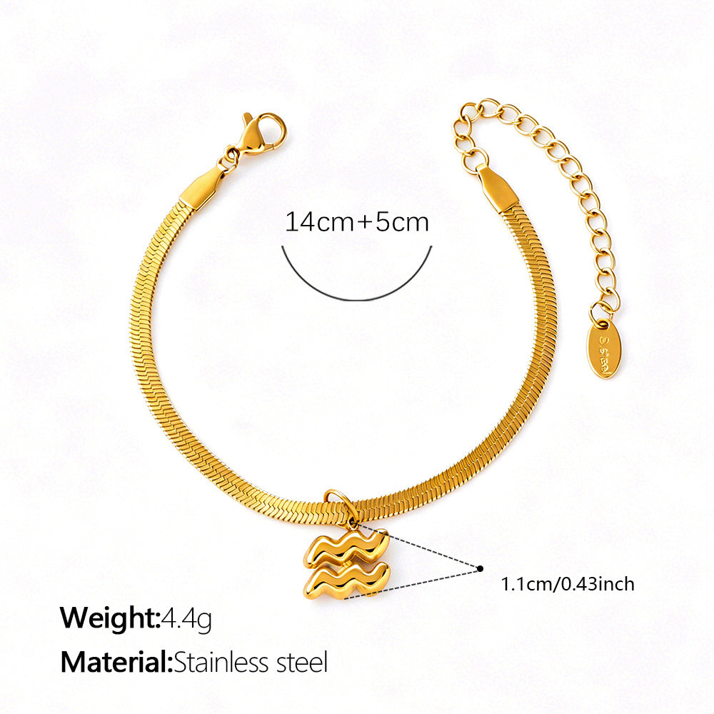 Wholesale Vintage Zodiac Stainless Steel Bracelet 18K Gold Plated Travel Souvenir Jewelry Accessory