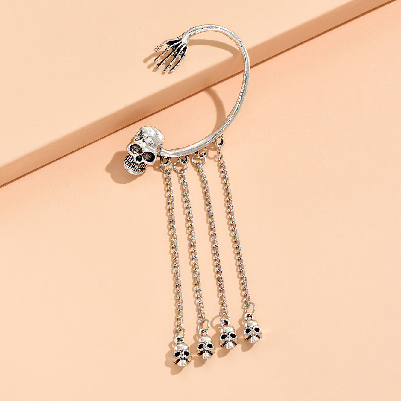 Wholesale Halloween Gothic Style Skull Earrings Long Tassel Alloy Earrings ACC-ES-JunJie001