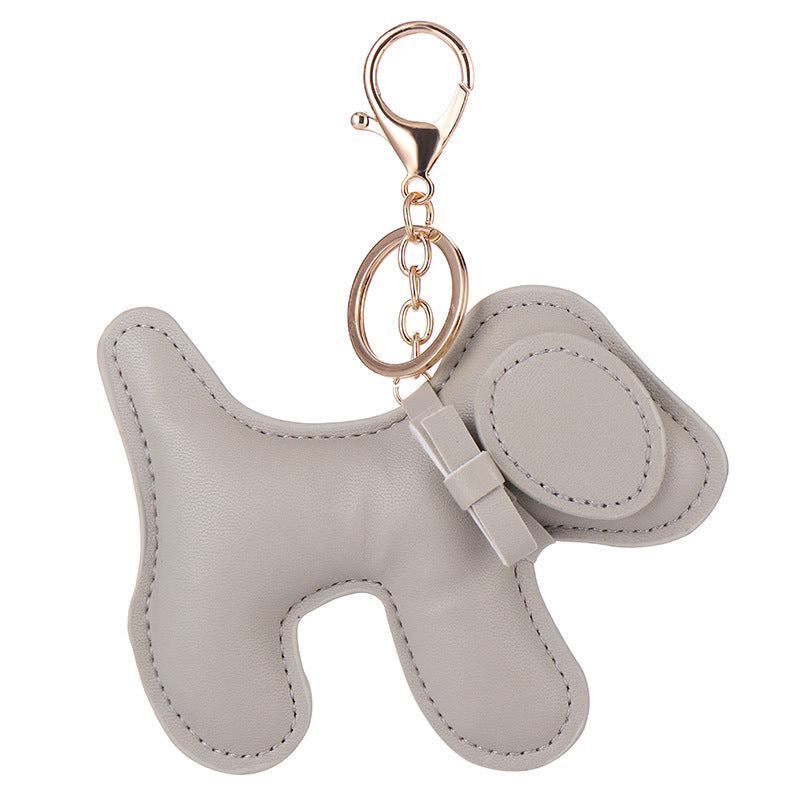 Wholesale Creative puppy keychain leather pendant imitation leather cute dog keychain multicolor bag pendant