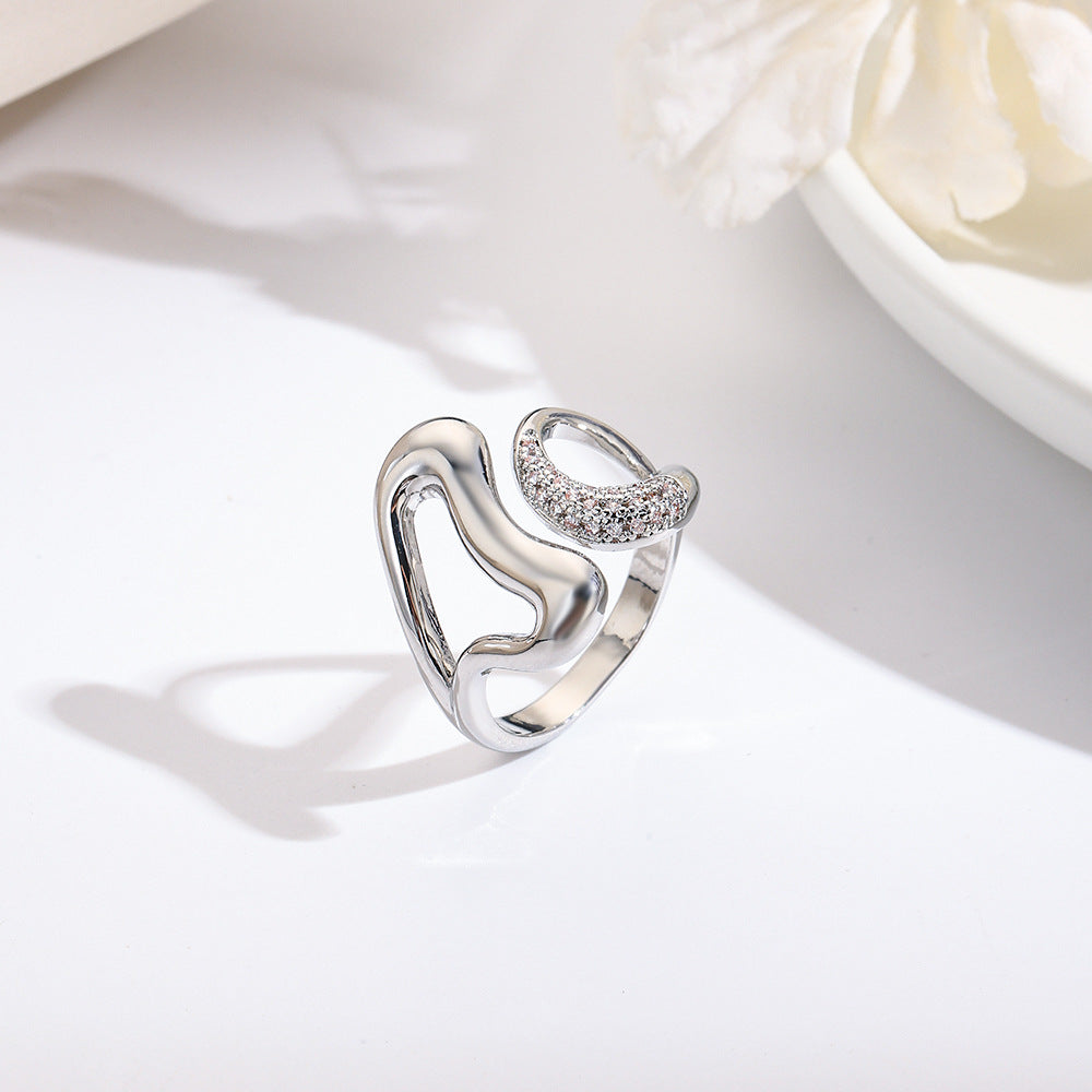 Wholesale 18k copper plated irregular heart-shaped open ring