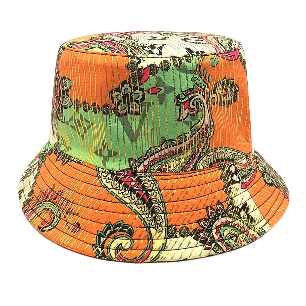 Wholesale Four Seasons Geometric Cashew Nut Flower Print Double-Sided Bucket Hat