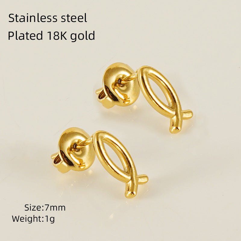 Wholesale European and American Ins Style Mini Titanium Steel Earrings,  Elegant Heart-Shaped Earrings,  18K Stainless Steel Irregular Earrings for Women