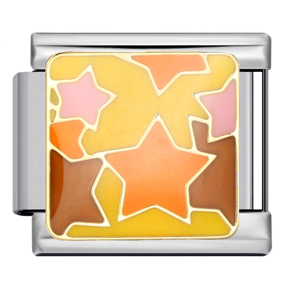 Wholesale  Italian moduleTitanium steel gold-plated oil drip welding pattern DIY  bracelet