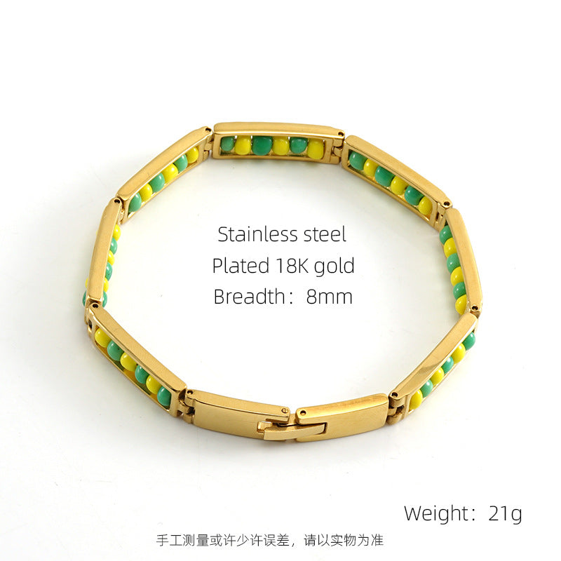 Wholesale Steel and titanium bead bracelet