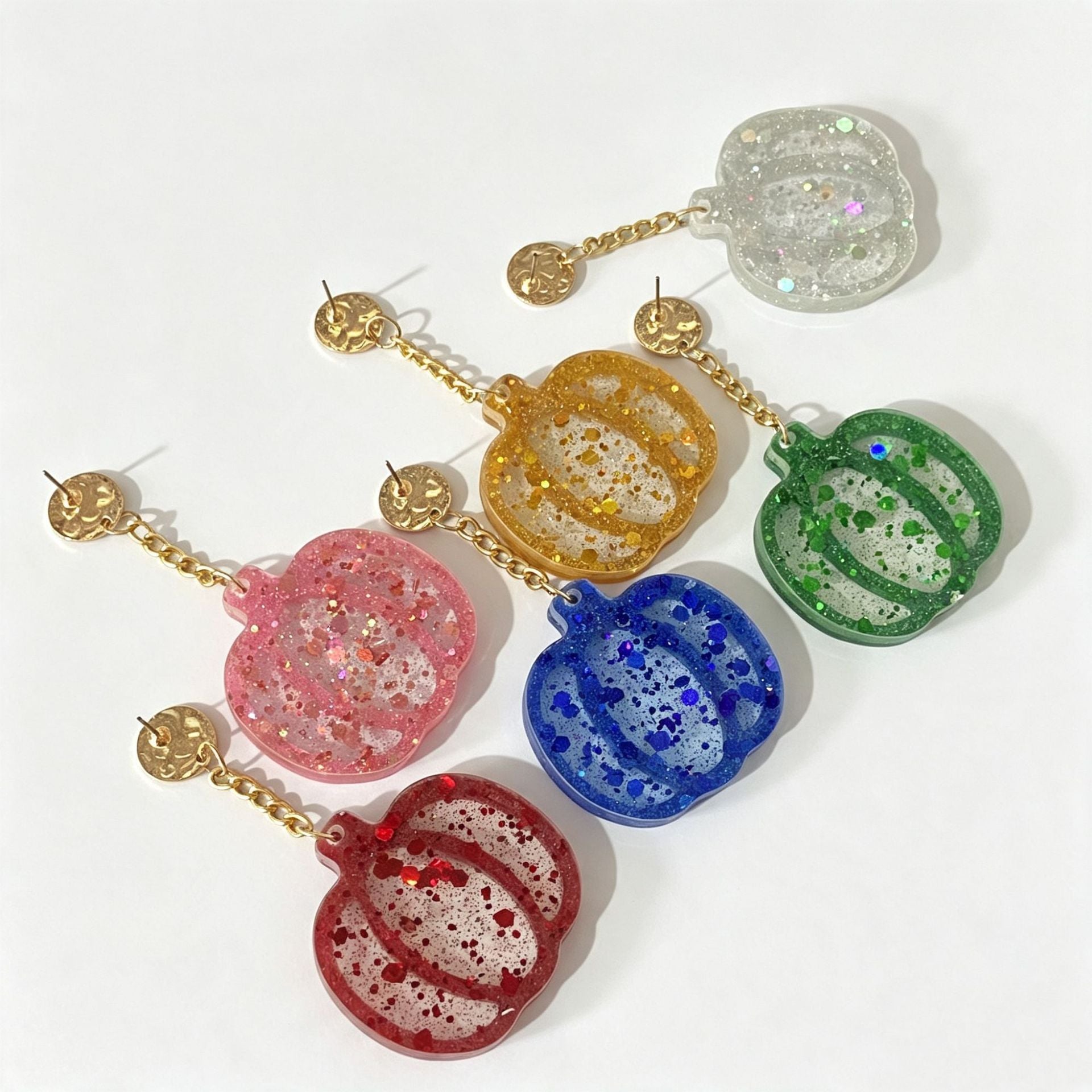 Wholesale Thanksgiving Pumpkin Glitter Acrylic Earrings Cute Holiday Party Fashion Jewelry Gift