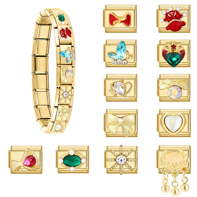 Wholesale Italian Charm Bracelet 9mm DIY Splicing Gold  Stainless Steel Composable Bracelet