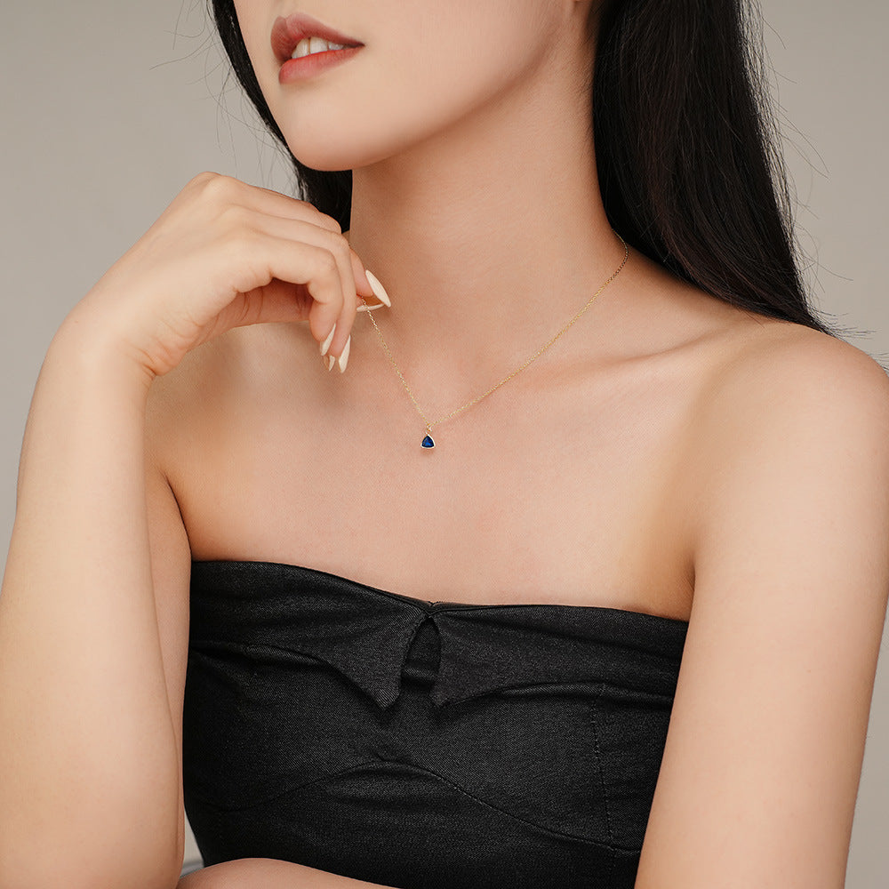 Wholesale S925 sterling silver teardrop-shaped colored zircon light luxury necklace