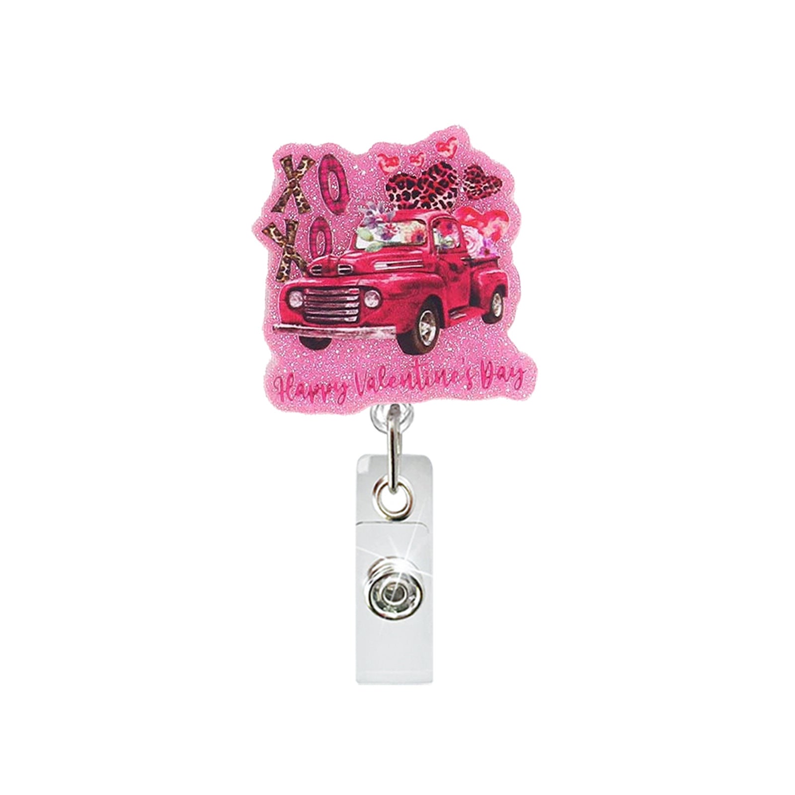 Wholesale Valentine' s Day gift letter heart-shaped acrylic Badge Reels