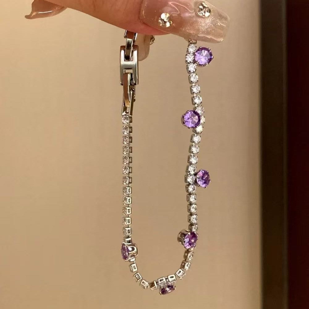 Wholesale Alloy Electroplated Grape Purple Irregular Diamond Bracelet Women' s Jewelry Accessory
