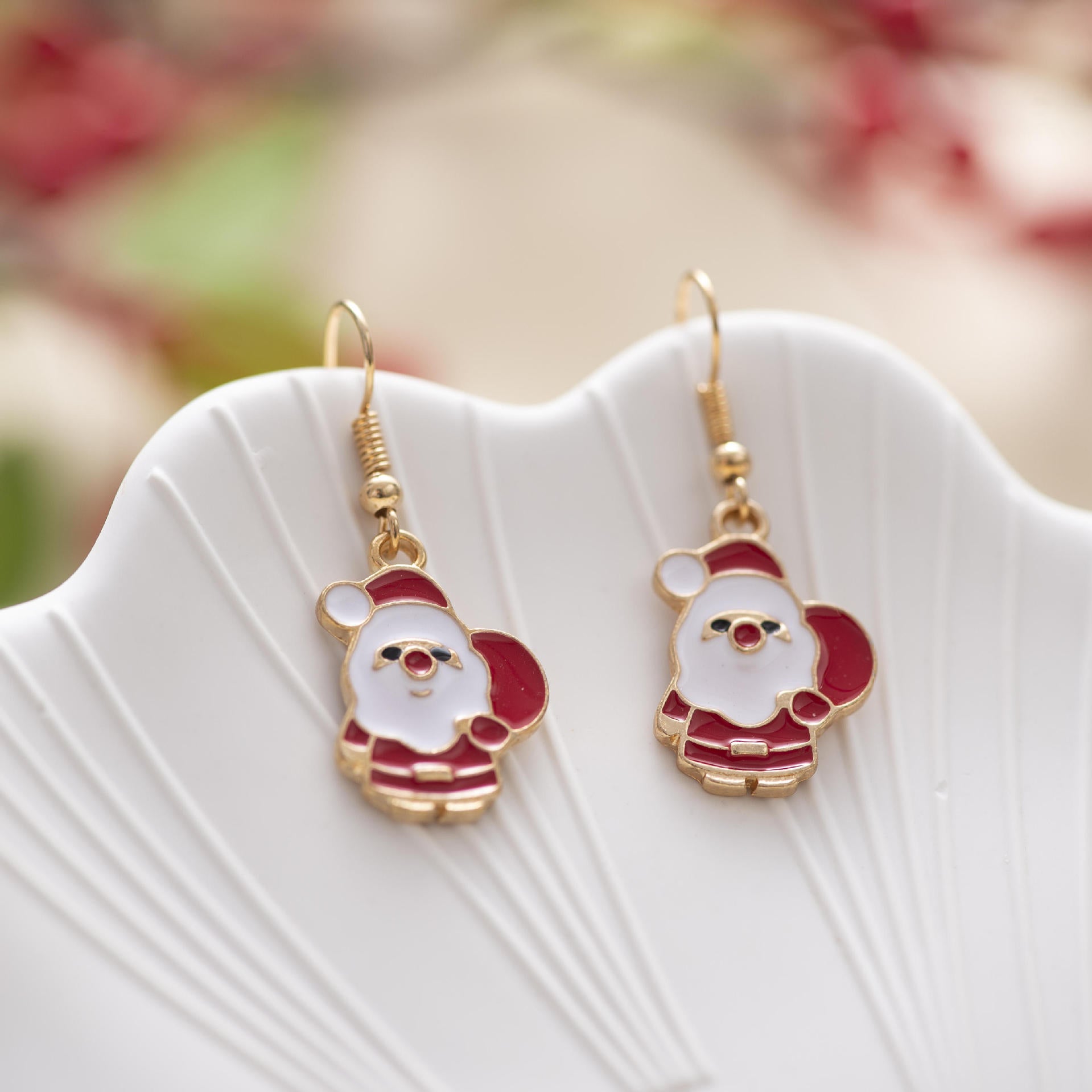 Wholesale Christmas Earrings Green and Red Oil Drop Earrings Elk Santa Claus Earrings ACC-ES-Zhey005
