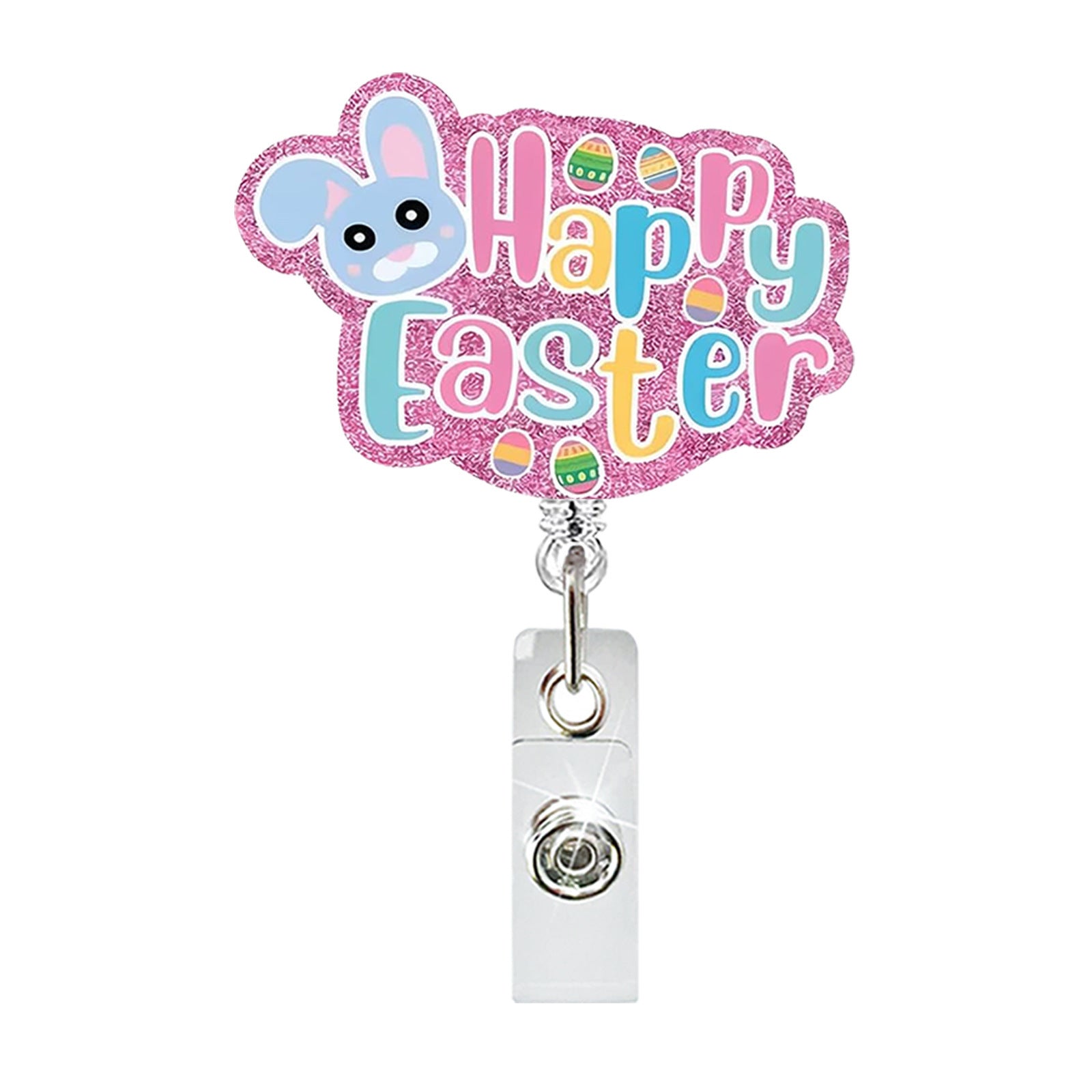 Wholesale Abs Plastic Retractable Rotating Badge Holder with Easter Bunny Egg Design for ID Cards