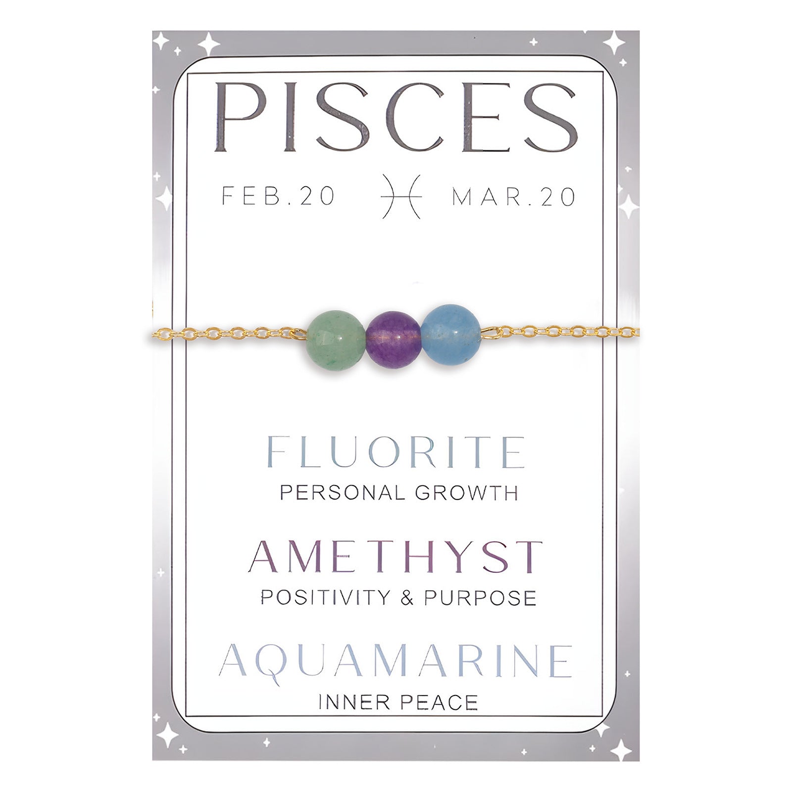 Wholesale Lucky Constellation Bracelet Gold Box Chain Green Aventurine Amethyst Aquamarine Bracelet