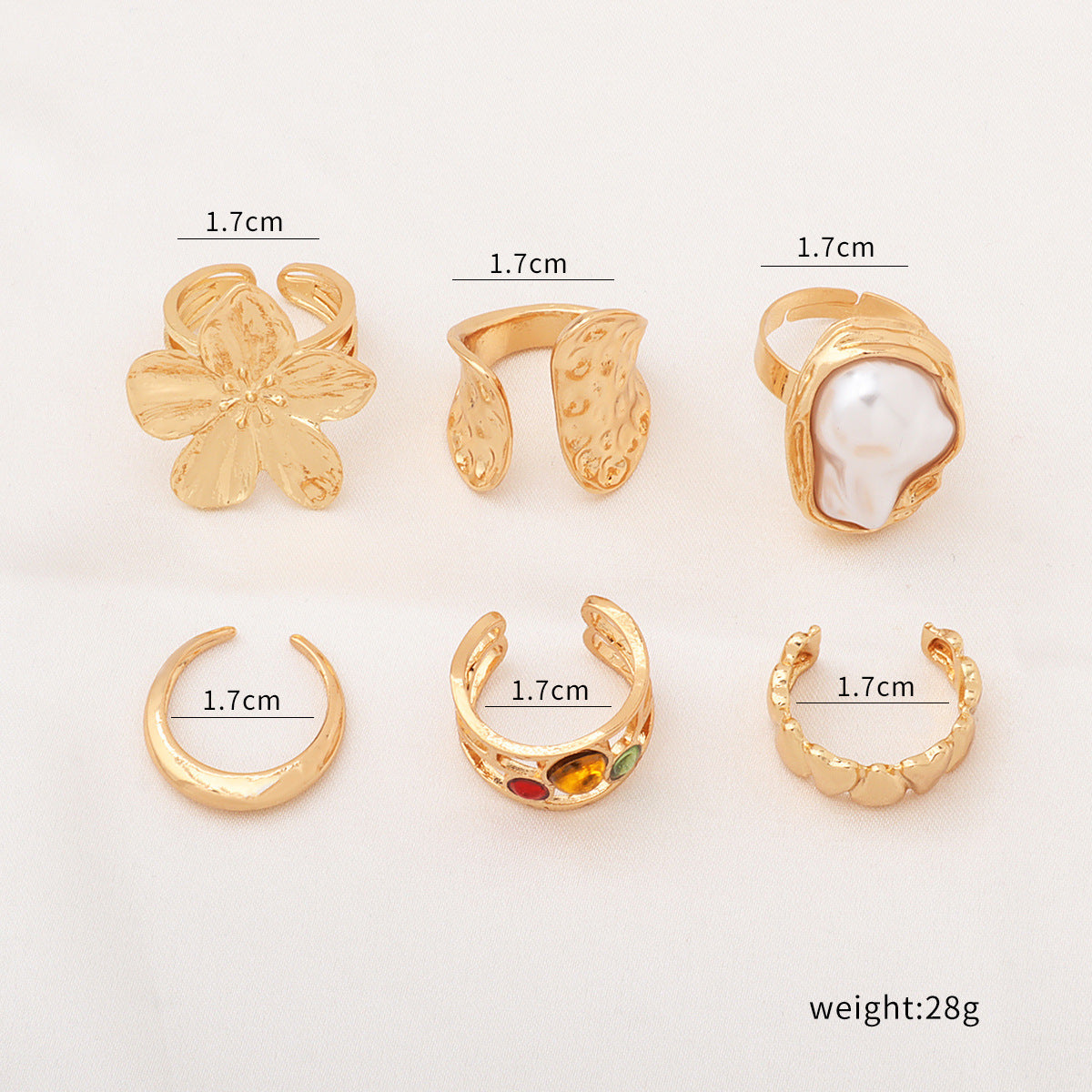 Wholesale  Pearl Ring Set  Exaggerated Open Ring Flower Rings