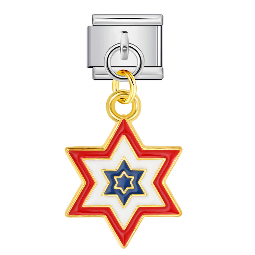 Wholesale Italian Charm Bracelet 9mm DIY Independence Day   Creative Stainless Steel Composable Bracelet