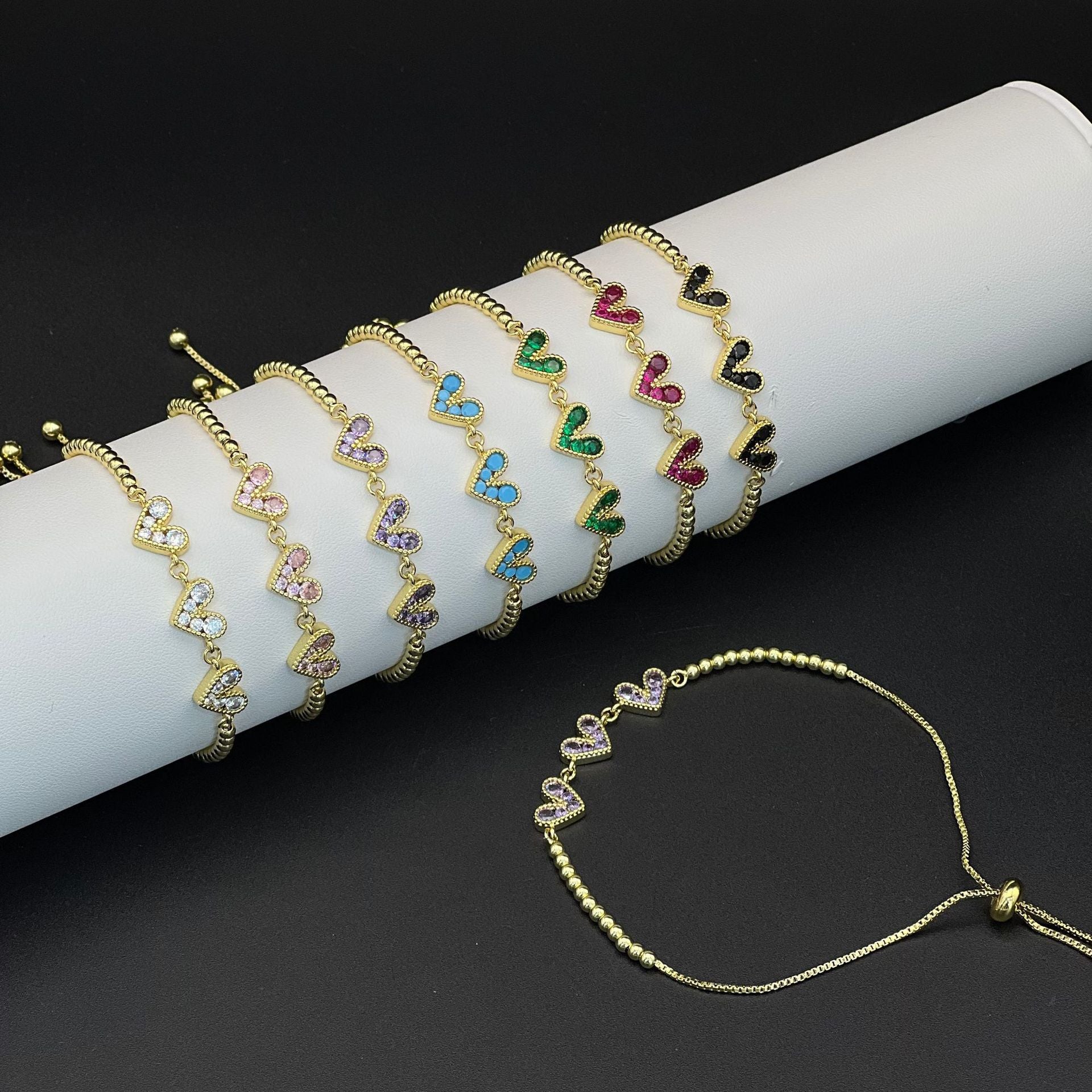 Wholesale Stainless steel heart-shaped zircon bracelet