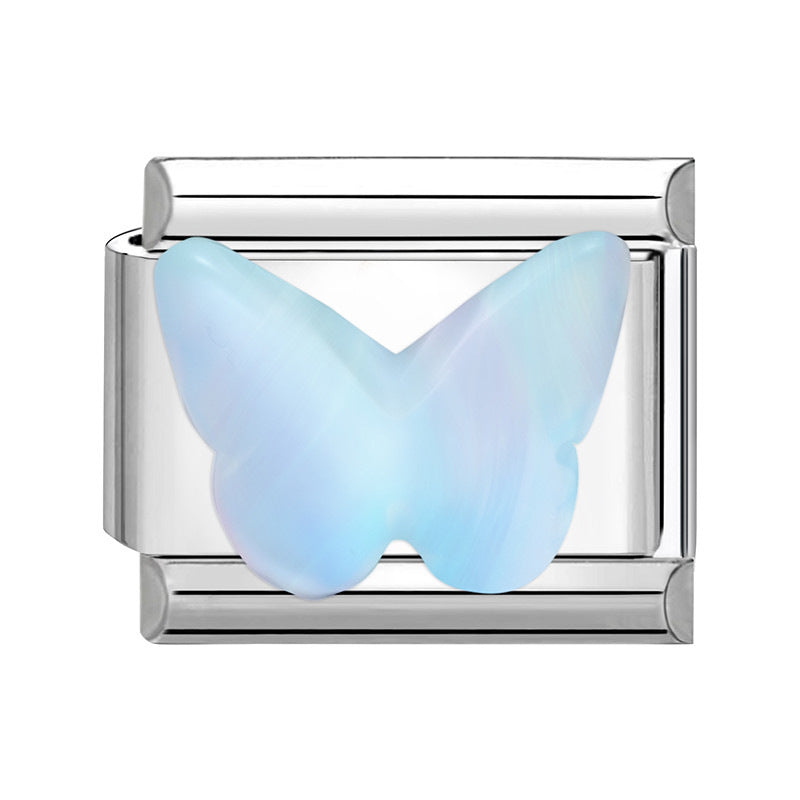 Wholesale Fashion Titanium Steel DIY Italian Charms Bracelet With UV Resin Angel Butterfly Design Boutique Jewelry Accessory