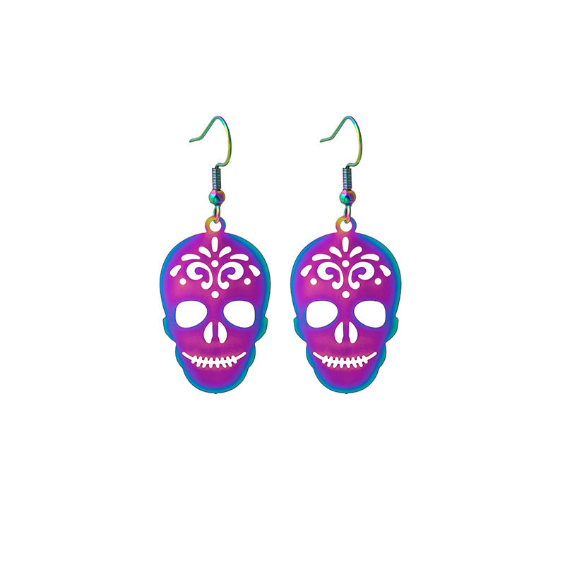 Wholesale Halloween Colorful Gradient Electroplating Stainless Steel Earrings ACC-ES-MDD042
