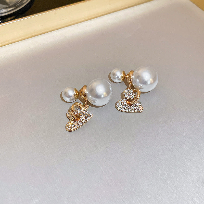 Wholesale silver needle pearl diamond geometric long earrings