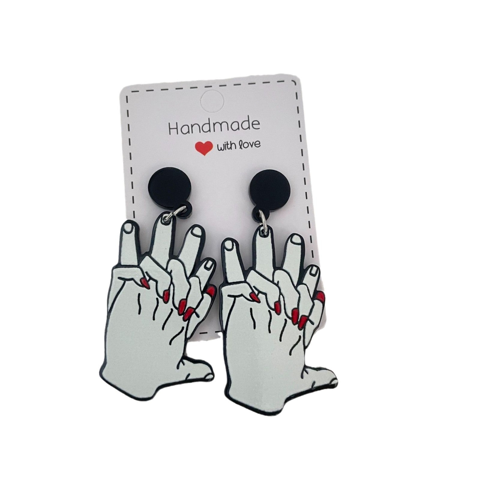 Wholesale acrylic ten-finger buckle hand in hand Valentine's Day earrings