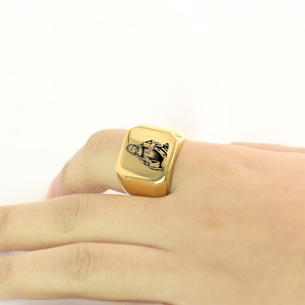 Wholesale Square Polished Titanium Steel Rings ACC-RS-ZhongZhe002