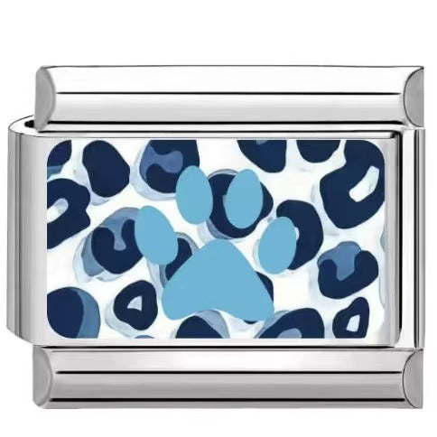Wholesale Trendy Paw Print Leopard Pattern DIY Stainless Steel Bracelet Charms Jewelry Accessory