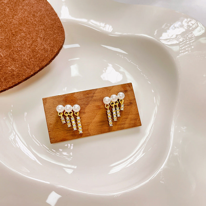 Wholesale Silver Needle Pearl  Rose Bow Front and Back Large Earrings