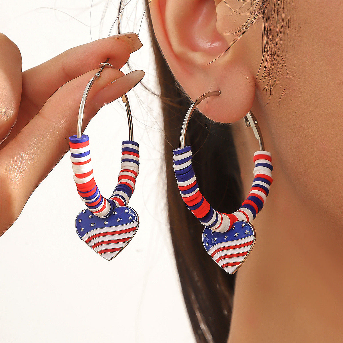Wholesale  American Independence Day  Alloy Oil-Dropping Diamond Earrings