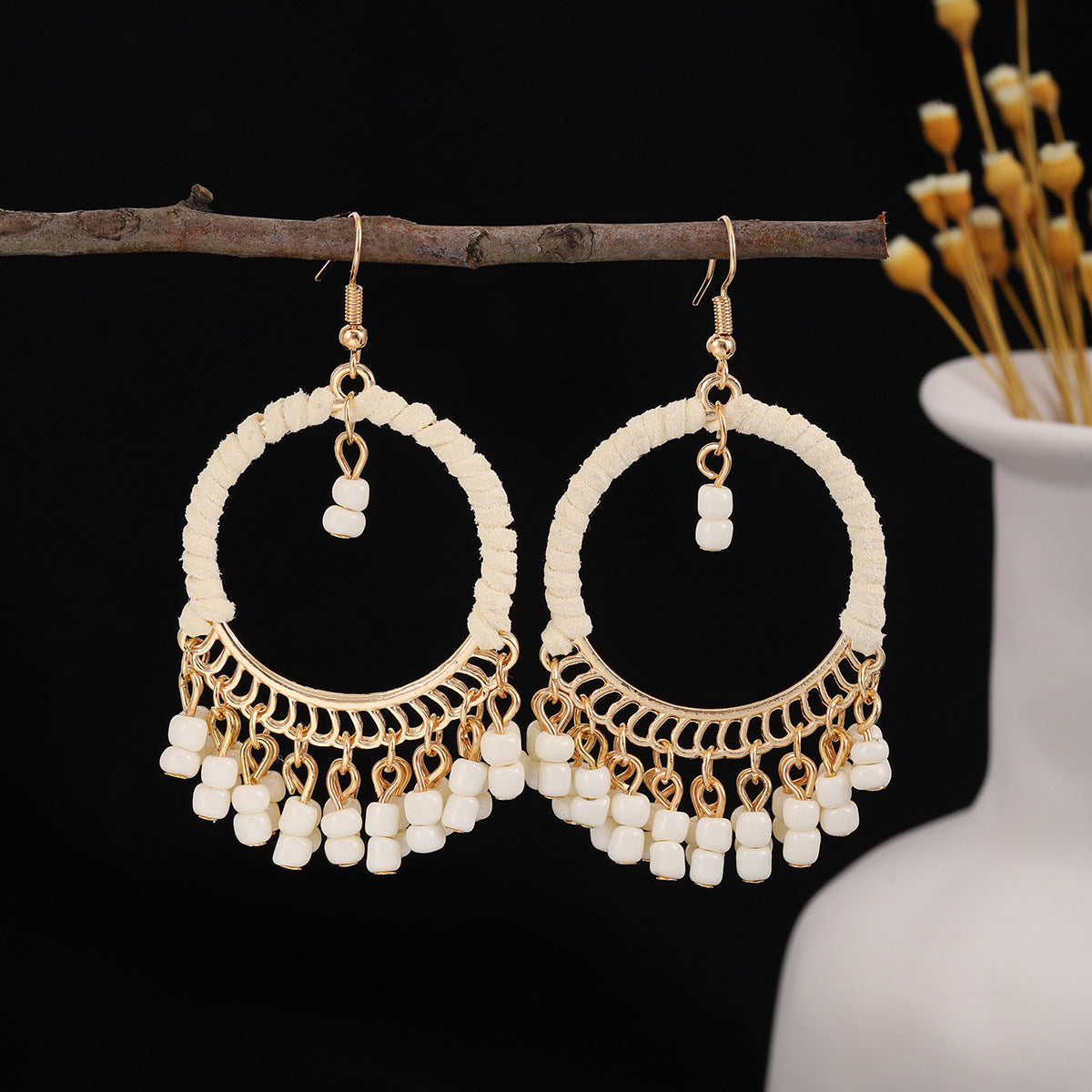Wholesale Ethnic Bohemian Style Small Millet Beads Earrings ACC-ES-ZhuiWo011
