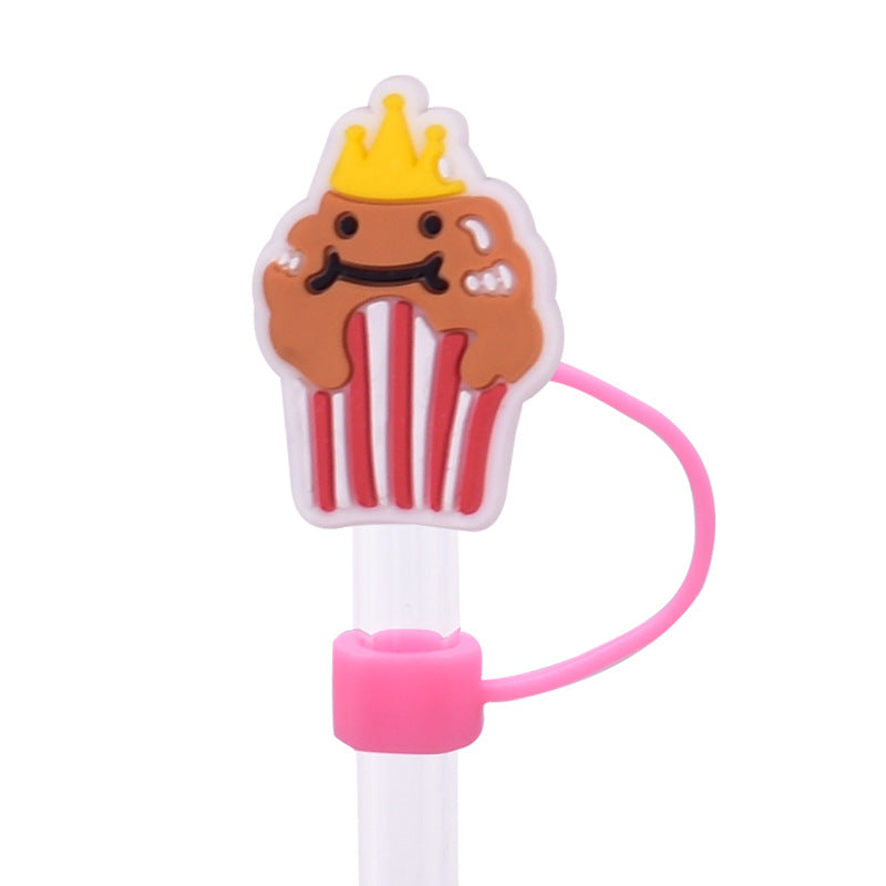 Wholesale Random 100pcs Cute Cartoon Dessert Straw Cover 10MM Straw Tube Cap