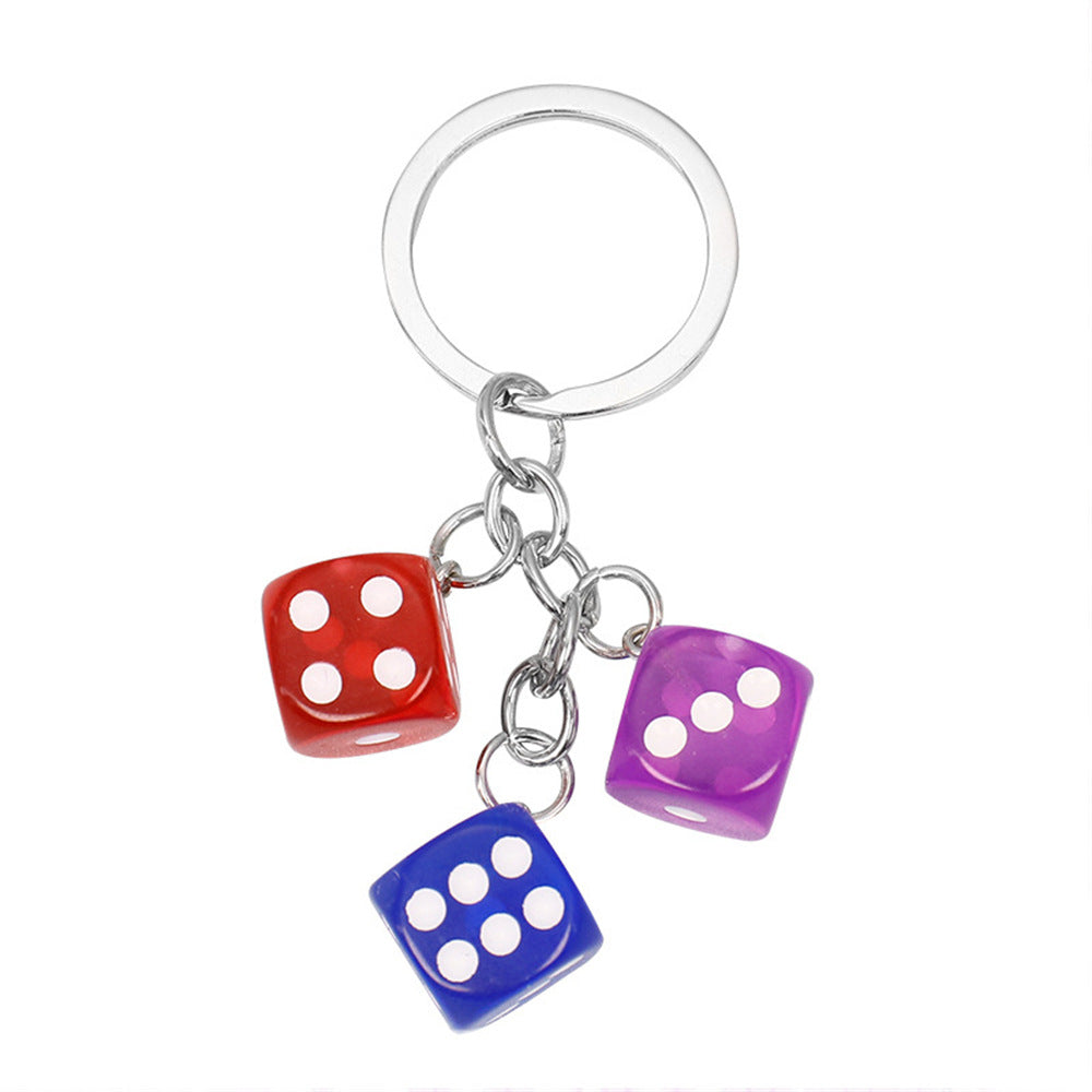 Wholesale Creative Resin Dice Keychain Bag Charm - Black,  Cross/ Crown/ Roman Numeral Pattern,  Chic Car Key Accessory
