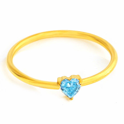 Wholesale 2PCS Titanium steel heart-shaped zircon ring