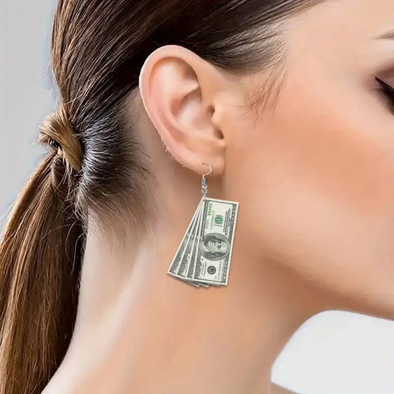 Wholesale  Flat 2D USD Acrylic Earrings