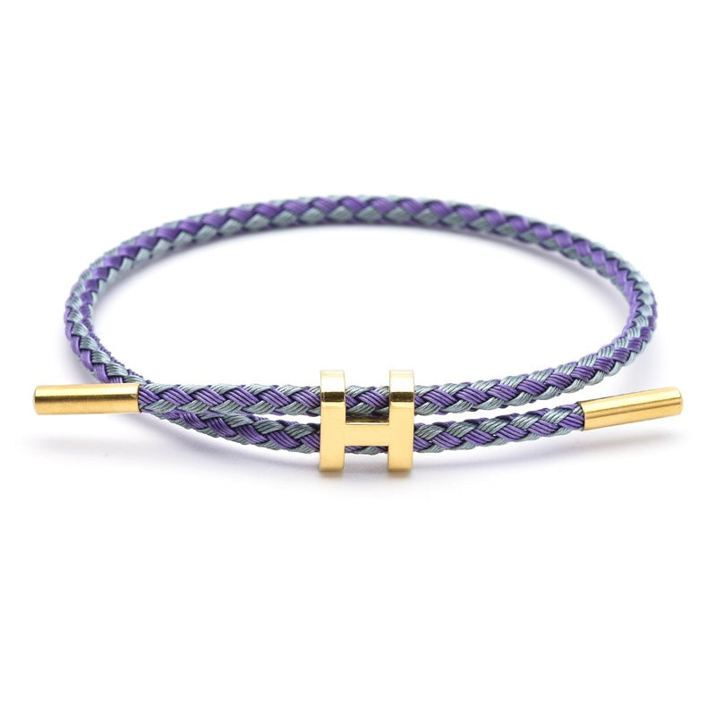 Wholesale Adjustable 3MM I-shaped Buckle Titanium Steel Leather Cord Bracelet ACC-BT-QianHui007