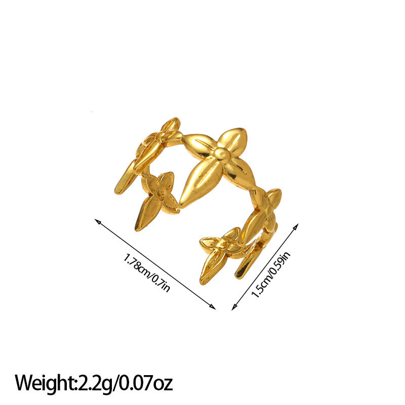 Wholesale European and American Amazon Cross-Border Popular Cross-Shaped Stainless Steel Ring with a Stylish Design,  Adjustable Open Ring Jewelry