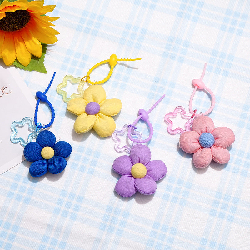 Wholesale Cartoon Fabric Flower Bag Charm Trendy Decorative Accessory for Bags and Phones
