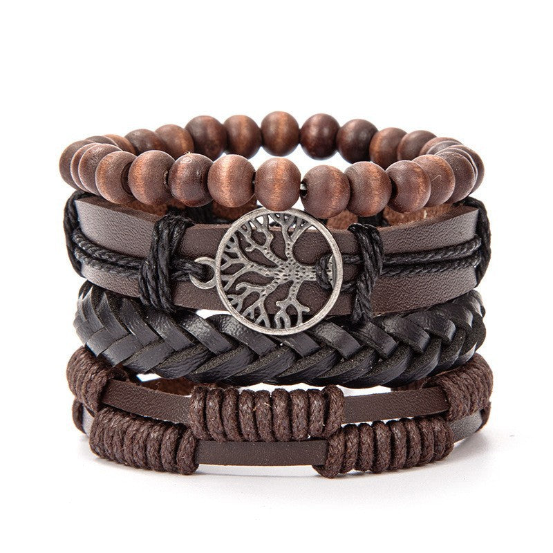 Wholesale Retro Multi-layer Alloy Leather Bracelet
