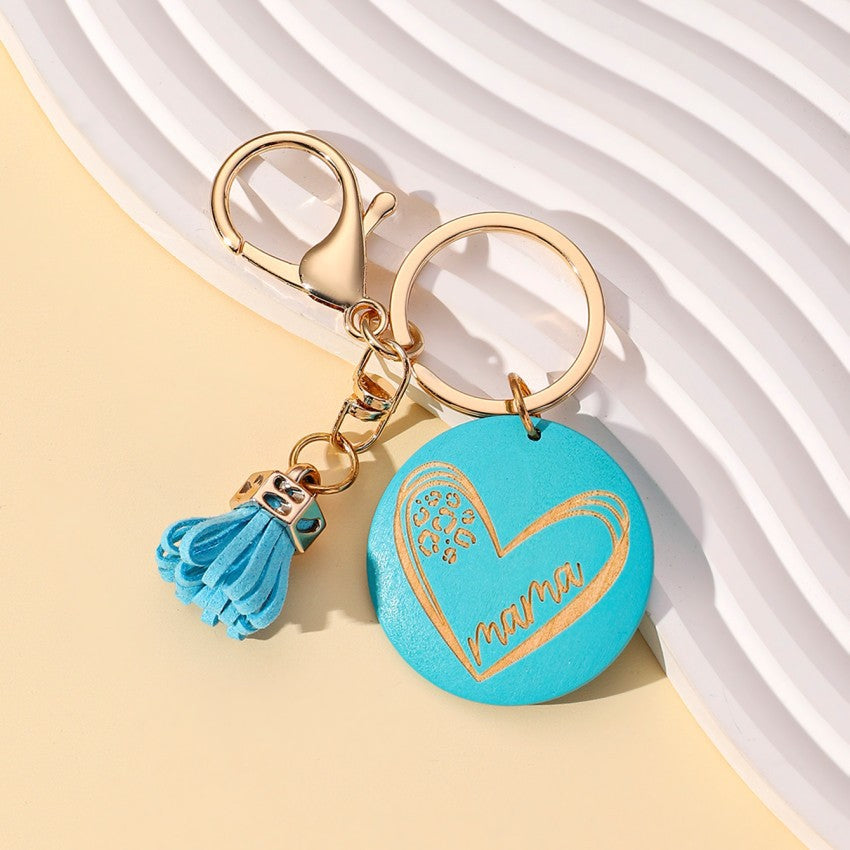 Wholesale MAMA Wooden Sign Colorful Mother's Day Tassel Creative Keychain ACC-KC-RongR044