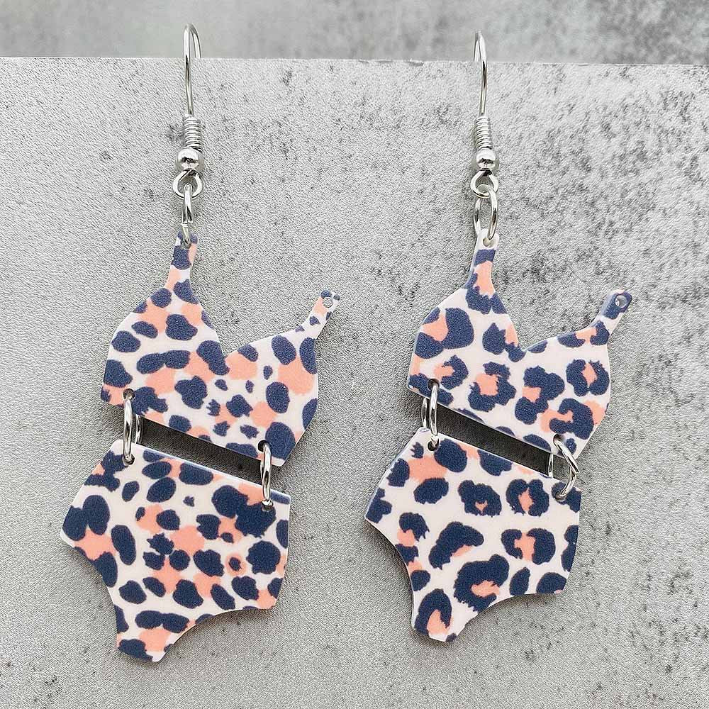 Wholesale Leopard Print Swimsuit Acrylic Earrings ACC-ES-CY019