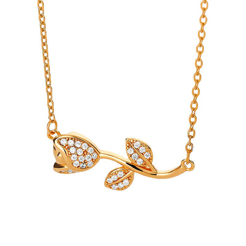 Wholesale Love Rose Necklace  Flower Heart-shaped Clavicle Chain