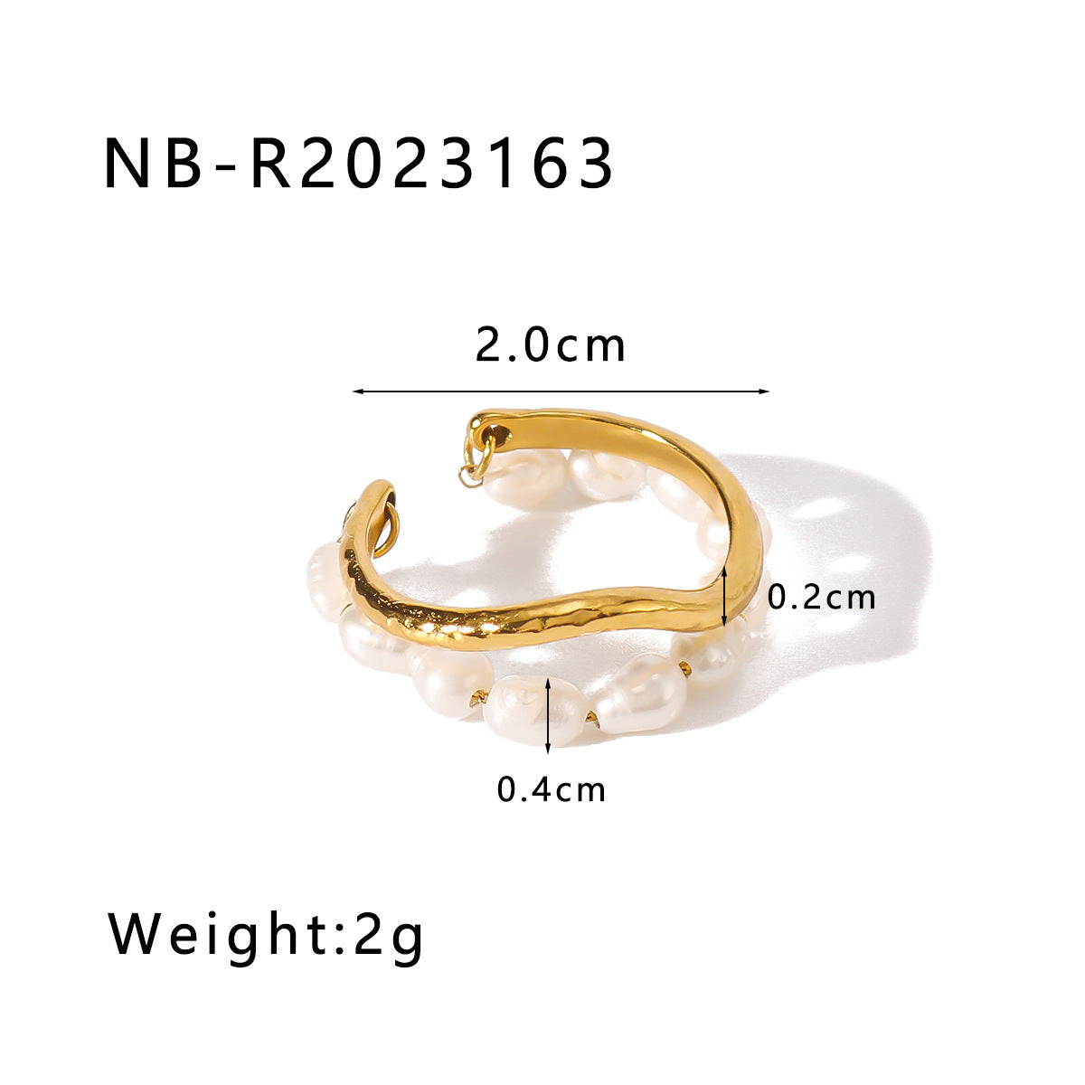 Wholesale  retro style natural pearl pendant luxury stainless steel 18K gold hollow ring